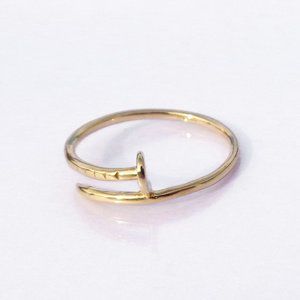 10K Gold Nail Stacking Ring Solid REAL Yellow Gold Screw Ring Stamped 10K